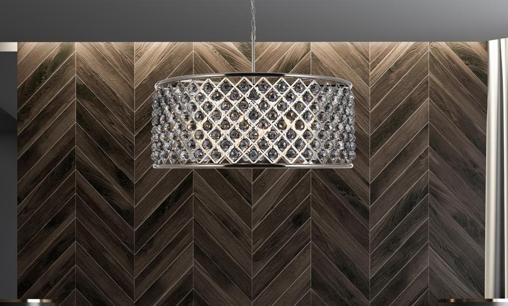 Elegant Furniture & Lighting - Madison 10 light polished Nickel Chandelier Silver Shade (Grey) Royal Cut Crystal - 1214G43PN-SS/RC veiw 1