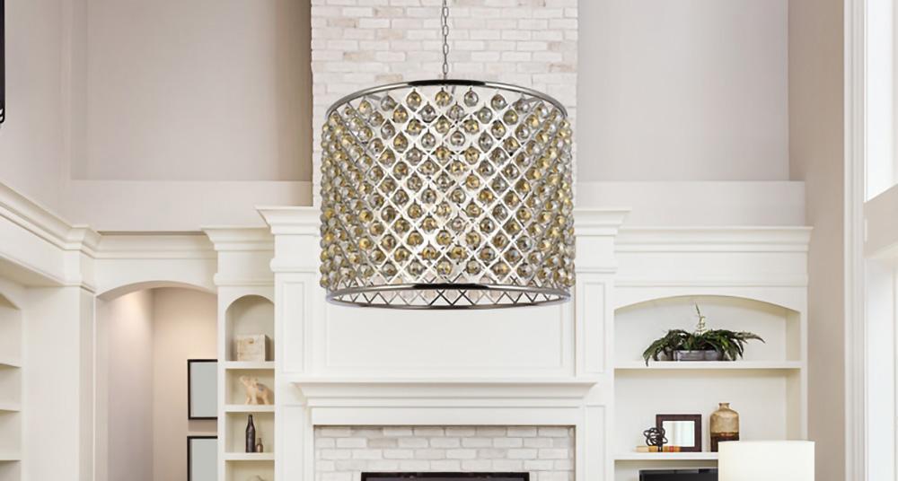 Elegant Furniture & Lighting - Madison 12 light polished nickel Chandelier Golden Teak (Smoky) Royal Cut Crystal - 1206D35PN-GT/RC veiw 1
