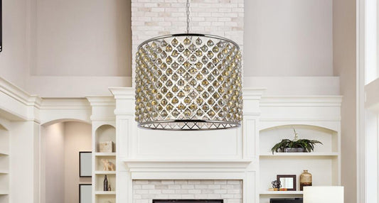 Elegant Furniture & Lighting - Madison 12 light polished nickel Chandelier Golden Teak (Smoky) Royal Cut Crystal - 1206D35PN-GT/RC veiw 1