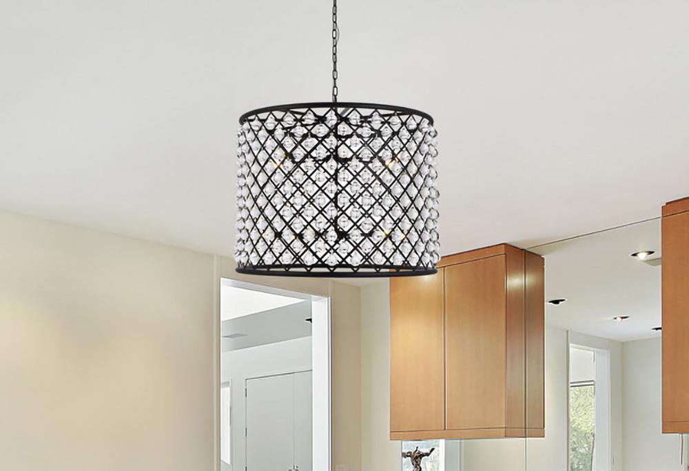 Elegant Furniture & Lighting - Madison 12 light Matte Black Chandelier Clear Royal Cut Crystal - 1204D35MB/RC veiw 1