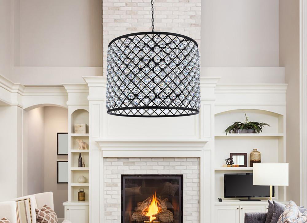 Elegant Furniture & Lighting - Madison 12 light Matte Black Chandelier Clear Royal Cut Crystal - 1206D35MB/RC veiw 1