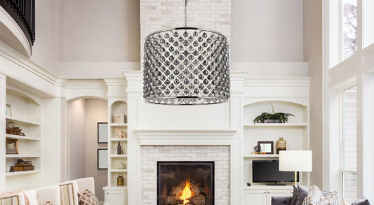 Elegant Furniture & Lighting - Madison 12 light polished nickel Chandelier Silver Shade (Grey) Royal Cut Crystal - 1206D35PN-SS/RC veiw 1