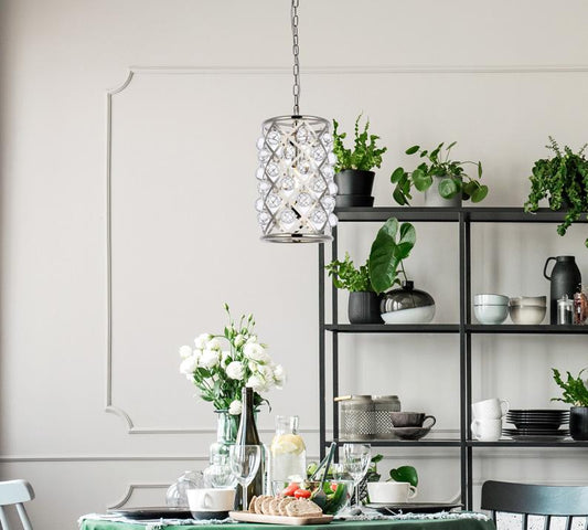 Elegant Furniture & Lighting - Madison 1 light polished Nickel Pendant Clear Royal Cut Crystal - 1204D8PN/RC veiw 1