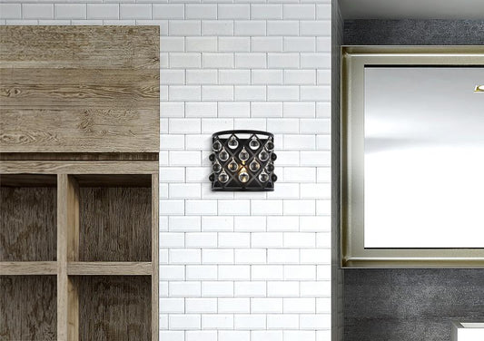 Elegant Furniture & Lighting - Madison 1 light Matte Black Wall Sconce Clear Royal Cut Crystal - 1213W11MB/RC veiw 1