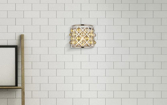 Elegant Furniture & Lighting - Madison 1 light polished Nickel Wall Sconce Golden Teak (Smoky) Royal Cut Crystal - 1214W11PN-GT/RC veiw 1