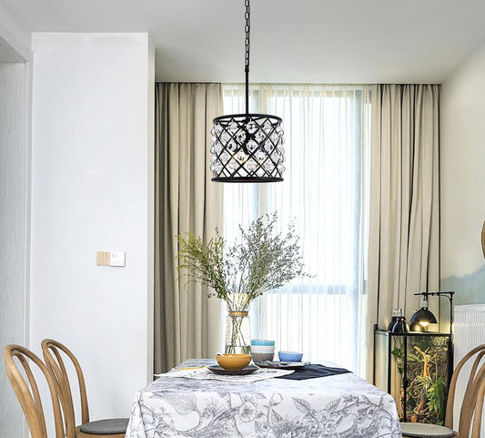 Elegant Furniture & Lighting - Madison 3 light Matte Black Pendant Clear Royal Cut Crystal - 1204D14MB/RC veiw 1