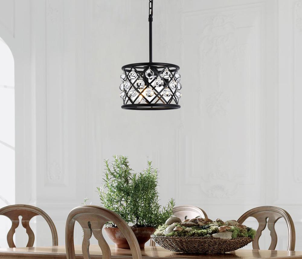 Elegant Furniture & Lighting - Madison 3 light Matte Black Pendant Clear Royal Cut Crystal - 1213D12MB/RC veiw 1