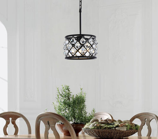 Elegant Furniture & Lighting - Madison 3 light Matte Black Pendant Clear Royal Cut Crystal - 1214D12MB/RC veiw 1