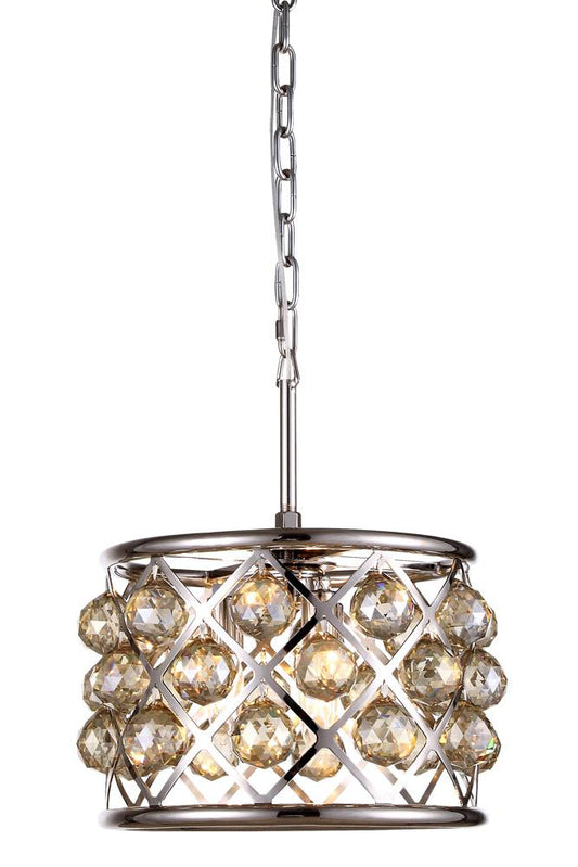 Elegant Furniture & Lighting - Madison 3 light polished Nickel Pendant Golden Teak (Smoky) Royal Cut Crystal - 1214D12PN-GT/RC veiw 1