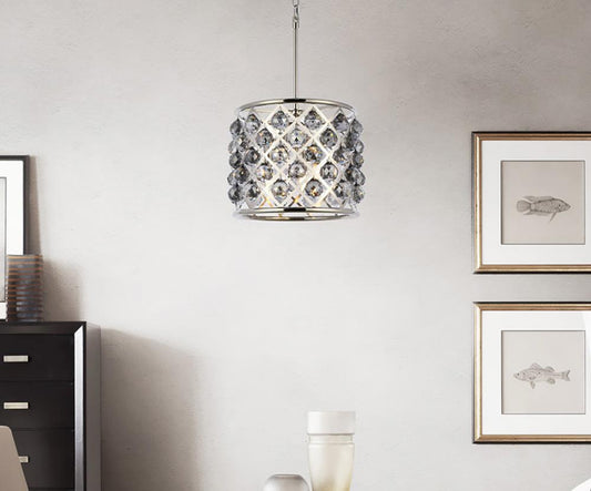 Elegant Furniture & Lighting - Madison 4 light polished nickel Pendant Silver Shade (Grey) Royal Cut Crystal - 1206D14PN-SS/RC veiw 1
