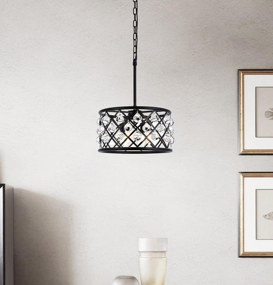 Elegant Furniture & Lighting - Madison 4 light Matte Black Pendant Clear Royal Cut Crystal - 1213D16MB/RC veiw 1