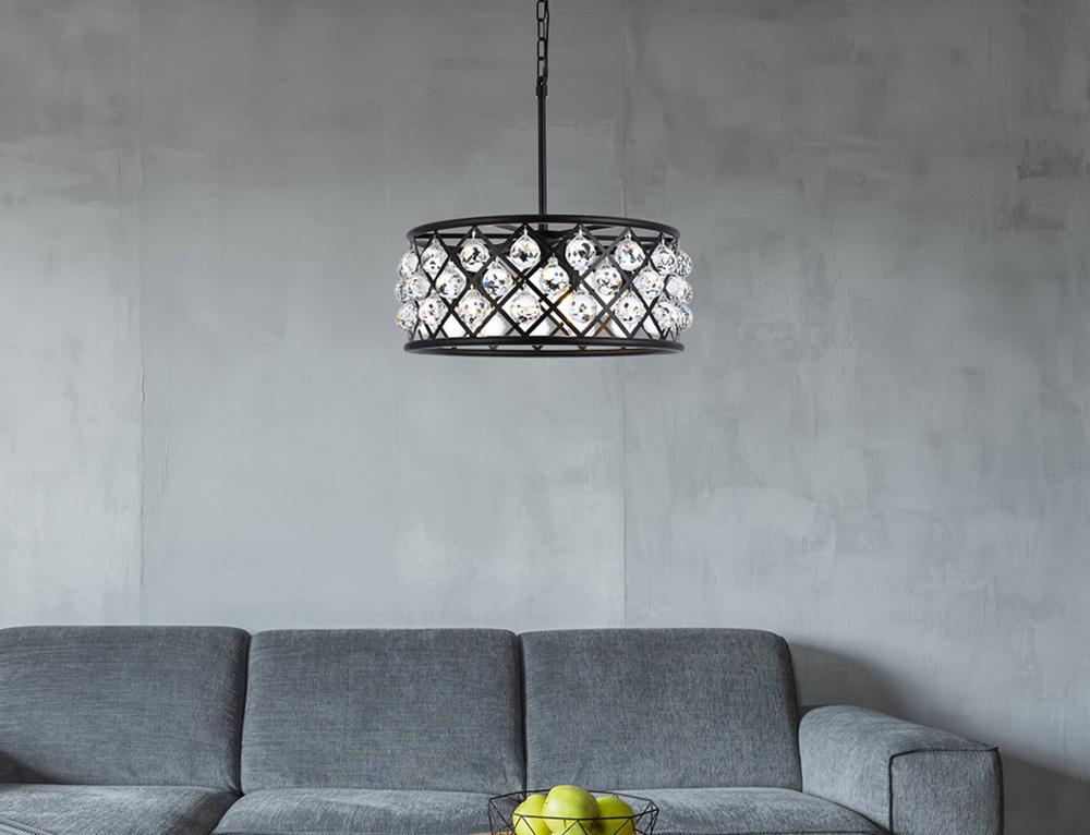 Elegant Furniture & Lighting - Madison 5 light Matte Black Chandelier Clear Royal Cut Crystal - 1214D20MB/RC veiw 1