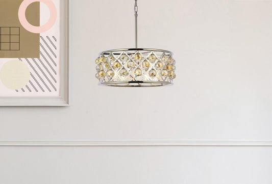 Elegant Furniture & Lighting - Madison 5 light polished Nickel Chandelier Golden Teak (Smoky) Royal Cut Crystal - 1214D20PN-GT/RC veiw 1
