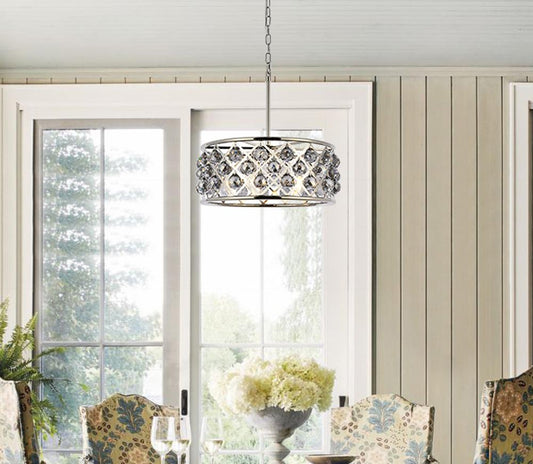 Elegant Furniture & Lighting - Madison 5 light polished Nickel Chandelier Silver Shade (Grey) Royal Cut Crystal - 1214D20PN-SS/RC veiw 1