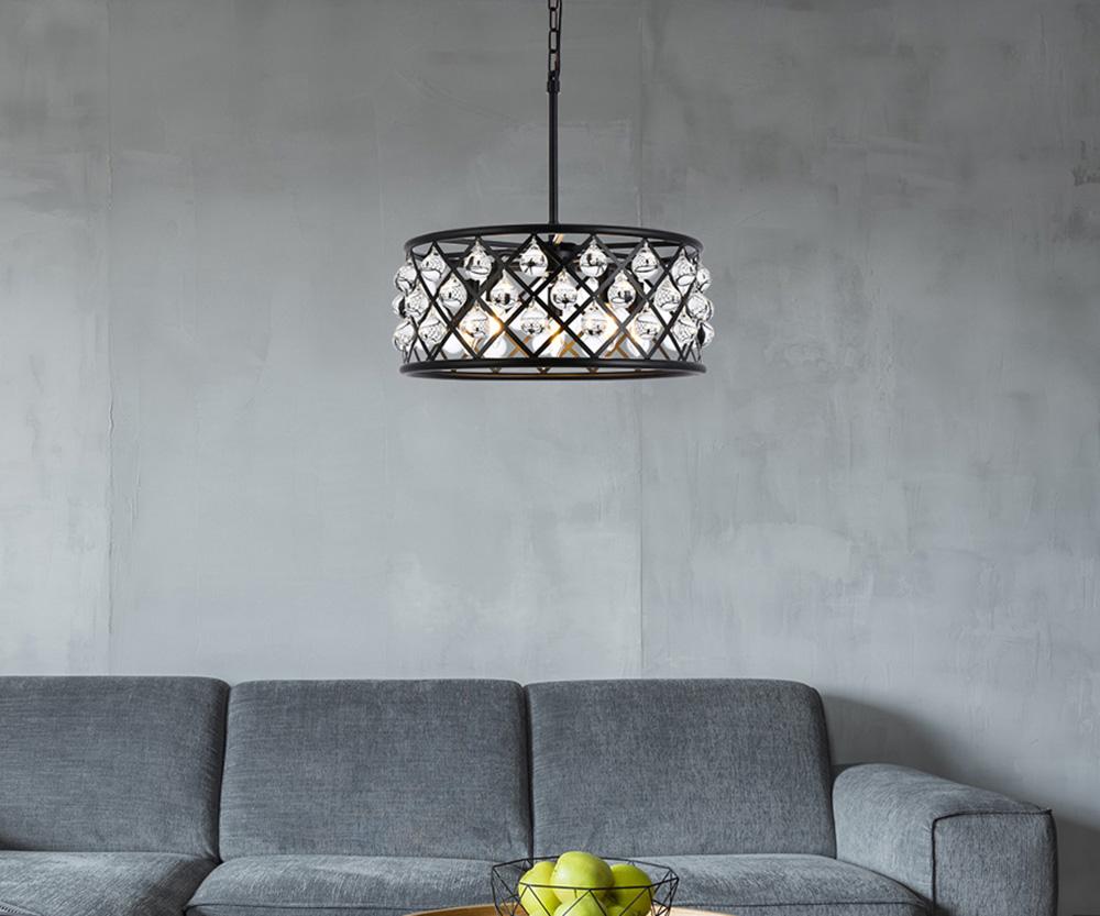 Elegant Furniture & Lighting - Madison 5 light Matte Black Pendant Clear Royal Cut Crystal - 1213D20MB/RC veiw 1
