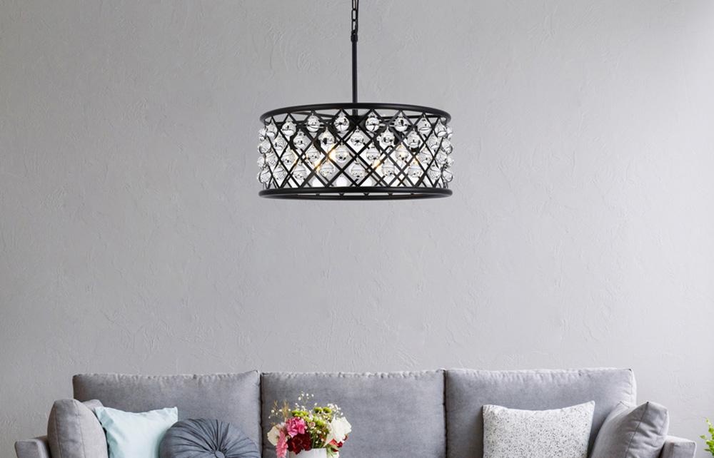 Elegant Furniture & Lighting - Madison 6 light Matte Black Chandelier Clear Royal Cut Crystal - 1213D25MB/RC veiw 1