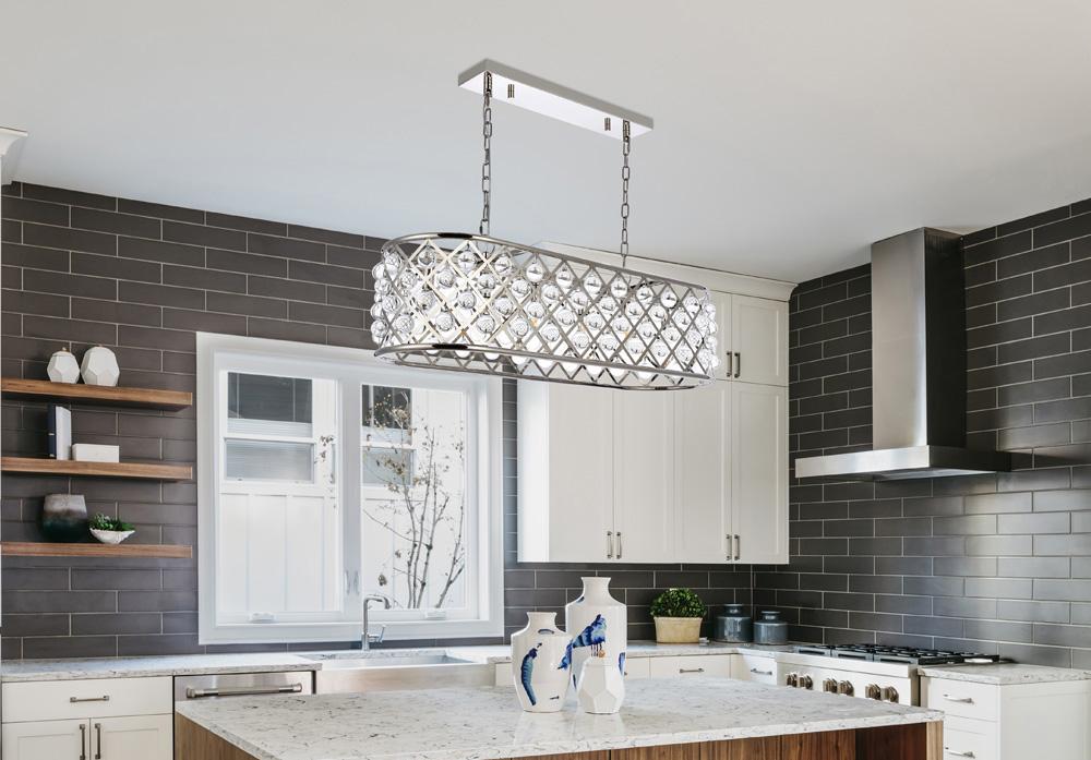 Elegant Furniture & Lighting - Madison 6 light polished Nickel Chandelier Clear Royal Cut Crystal - 1215G40PN/RC veiw 1