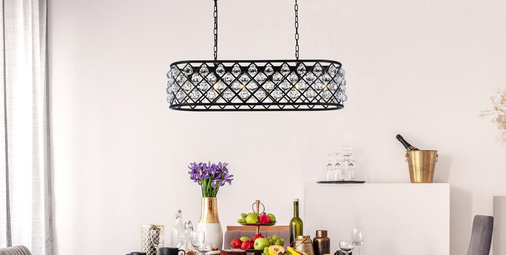 Elegant Furniture & Lighting - Madison 6 light Matte Black Chandelier Clear Royal Cut Crystal - 1216G40MB/RC veiw 1