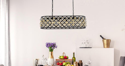 Elegant Furniture & Lighting - Madison 6 light Matte Black Chandelier Golden Teak (Smoky) Royal Cut Crystal - 1216G40MB-GT/RC veiw 1
