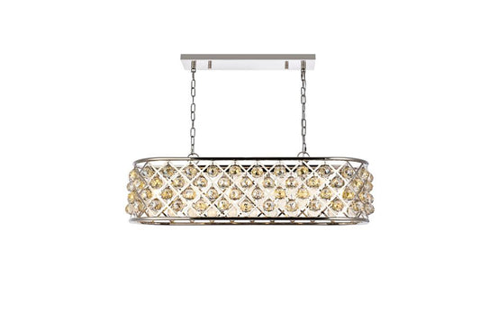 Elegant Furniture & Lighting - Madison 6 light polished Nickel Chandelier Golden Teak (Smoky) Royal Cut Crystal - 1216G40PN-GT/RC veiw 1