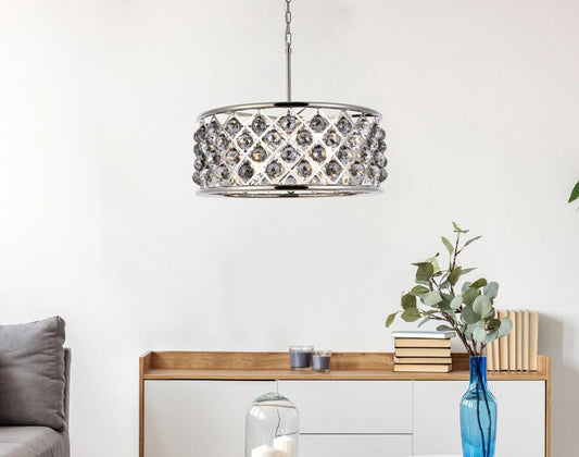 Elegant Furniture & Lighting - Madison 6 light polished Nickel Chandelier Silver Shade (Grey) Royal Cut Crystal - 1214D25PN-SS/RC veiw 1