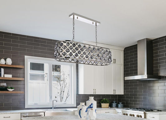 Elegant Furniture & Lighting - Madison 6 light polished Nickel Chandelier Silver Shade (Grey) Royal Cut Crystal - 1216G40PN-SS/RC veiw 1