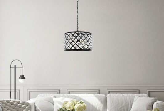 Elegant Furniture & Lighting - Madison 6 light Matte Black Pendant Clear Royal Cut Crystal - 1204D20MB/RC veiw 1