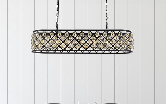 Elegant Furniture & Lighting - Madison 7 light Matte Black Chandelier Golden Teak (Smoky) Royal Cut Crystal - 1216G50MB-GT/RC veiw 1