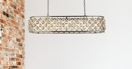 Elegant Furniture & Lighting - Madison 7 light polished Nickel Chandelier Golden Teak (Smoky) Royal Cut Crystal - 1216G50PN-GT/RC veiw 1