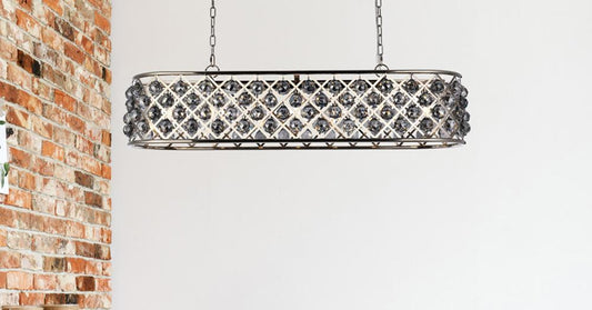 Elegant Furniture & Lighting - Madison 7 light polished Nickel Chandelier Silver Shade (Grey) Royal Cut Crystal - 1216G50PN-SS/RC veiw 1