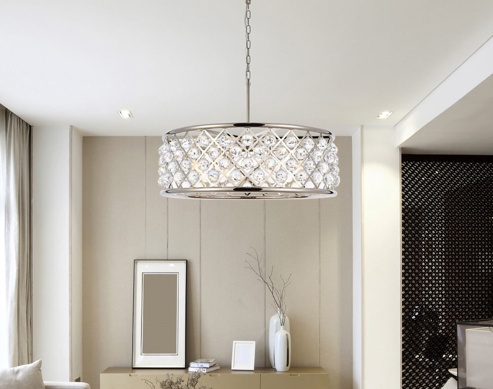 Elegant Furniture & Lighting - Madison 8 light polished Nickel Chandelier Clear Royal Cut Crystal - 1214D32PN/RC