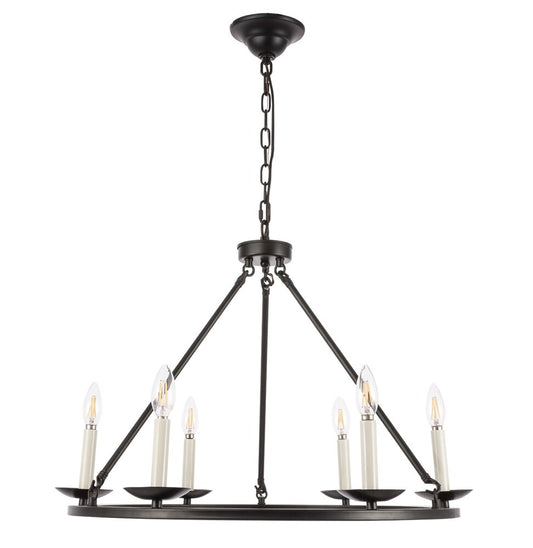 Elegant Furniture & Lighting - Maine 6 light Black chandelier - LD6010D26BK veiw 1