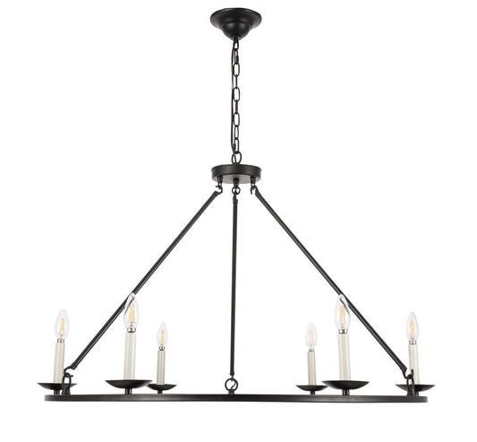 Elegant Furniture & Lighting - Maine 6 light Black chandelier - LD6010D36BK veiw 1