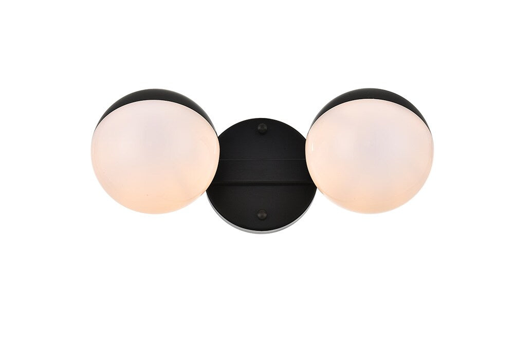 Elegant Furniture & Lighting - Majesty 2 light Black and frosted white Bath Sconce - LD7305W13BLK veiw 1