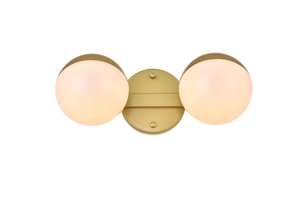 Elegant Furniture & Lighting - Majesty 2 light Brass and frosted white Bath Sconce - LD7305W13BRA veiw 1