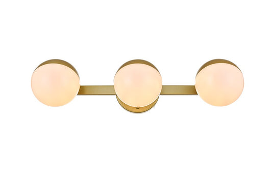 Elegant Furniture & Lighting - Majesty 3 light Brass and frosted white Bath Sconce - LD7305W21BRA veiw 1