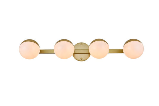 Elegant Furniture & Lighting - Majesty 4 light Brass and frosted white Bath Sconce - LD7305W29BRA veiw 1