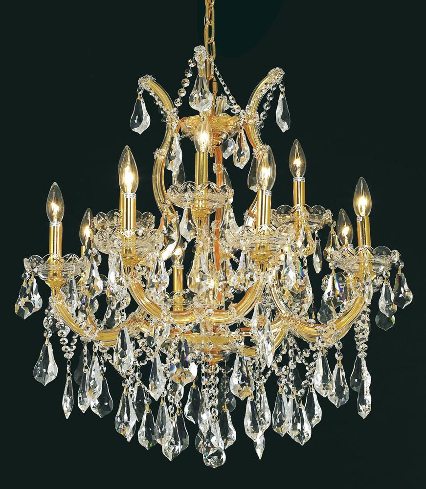 Elegant Furniture & Lighting - Maria Theresa 13 light Gold Chandelier Clear Royal Cut Crystal - 2801D27G/RC veiw 1