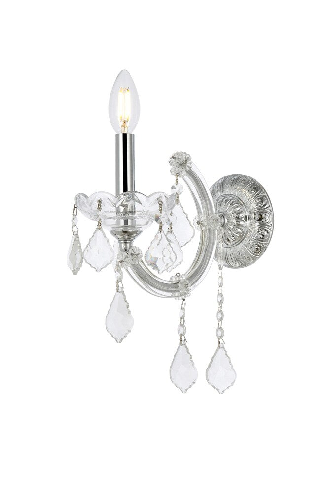 Elegant Furniture & Lighting - Maria Theresa 1 light Chrome Wall Sconce Clear Royal Cut Crystal - 2800W1C/RC veiw 1