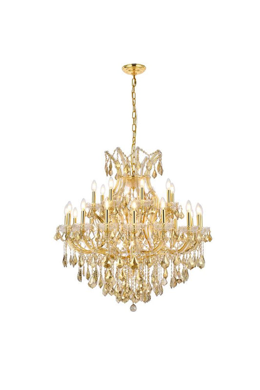 Elegant Furniture & Lighting - Maria Theresa 24 light Gold Chandelier Golden Teak (Smoky) Royal Cut Crystal - 2800D36G-GT/RC veiw 1