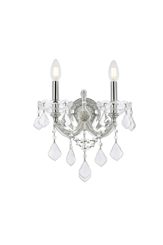 Elegant Furniture & Lighting - Maria Theresa 2 light Chrome Wall Sconce Clear Royal Cut Crystal - 2800W2C/RC veiw 1