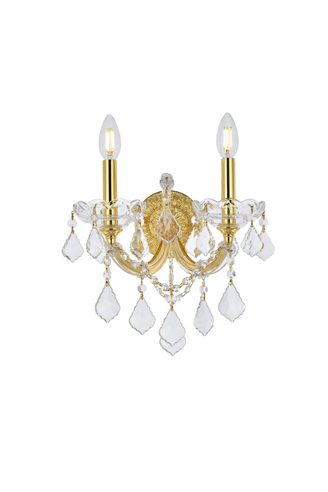 Elegant Furniture & Lighting - Maria Theresa 2 light Gold Wall Sconce Clear Royal Cut Crystal - 2800W2G/RC veiw 1