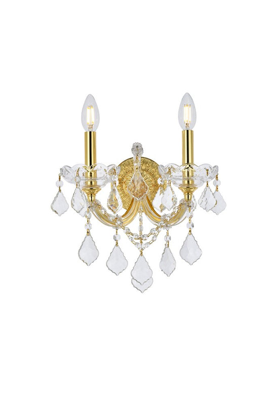 Elegant Furniture & Lighting - Maria Theresa 2 light Gold Wall Sconce Clear Royal Cut Crystal - 2800W2G/RC veiw 1