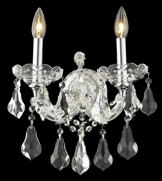 Elegant Furniture & Lighting - Maria Theresa 2 light Chrome Wall Sconce Clear Royal Cut Crystal - 2801W2C/RC veiw 1