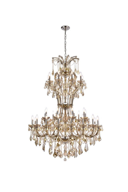 Elegant Furniture & Lighting - Maria Theresa 36 light Golden Teak Chandelier Golden Teak (Smoky) Royal Cut Crystal - 2800D46GT-GT/RC veiw 1