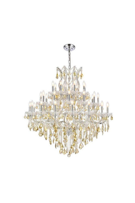 Elegant Furniture & Lighting - Maria Theresa 37 light Chrome Chandelier Golden Teak (Smoky) Royal Cut Crystal - 2800G44C-GT/RC veiw 1