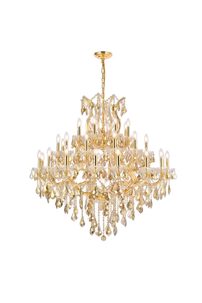 Elegant Furniture & Lighting - Maria Theresa 37 light Gold Chandelier Golden Teak (Smoky) Royal Cut Crystal - 2800G44G-GT/RC veiw 1