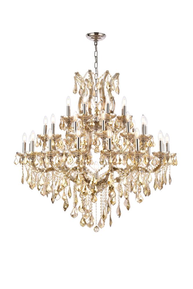 Elegant Furniture & Lighting - Maria Theresa 37 light Golden Teak Chandelier Golden Teak (Smoky) Royal Cut Crystal - 2800G44GT-GT/RC veiw 1