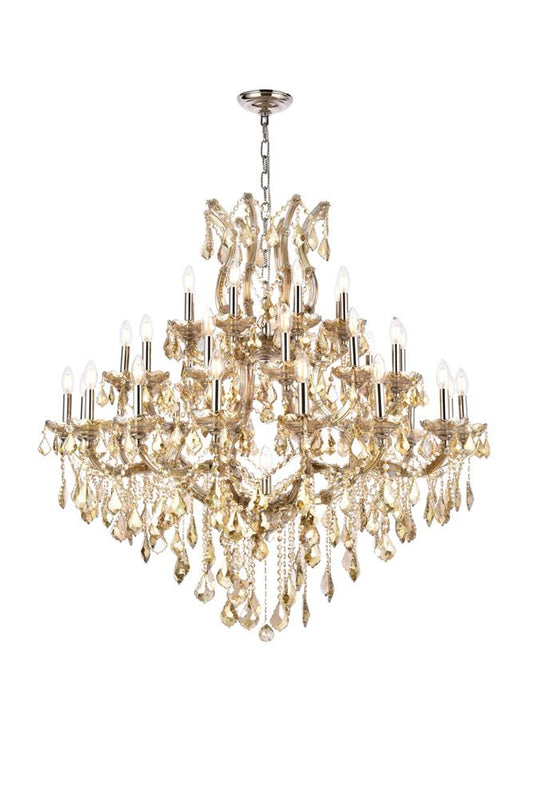 Elegant Furniture & Lighting - Maria Theresa 37 light Golden Teak Chandelier Golden Teak (Smoky) Royal Cut Crystal - 2800G44GT-GT/RC veiw 1