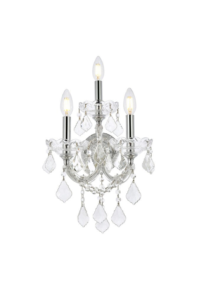 Elegant Furniture & Lighting - Maria Theresa 3 light Chrome Wall Sconce Clear Royal Cut Crystal - 2800W3C/RC veiw 1
